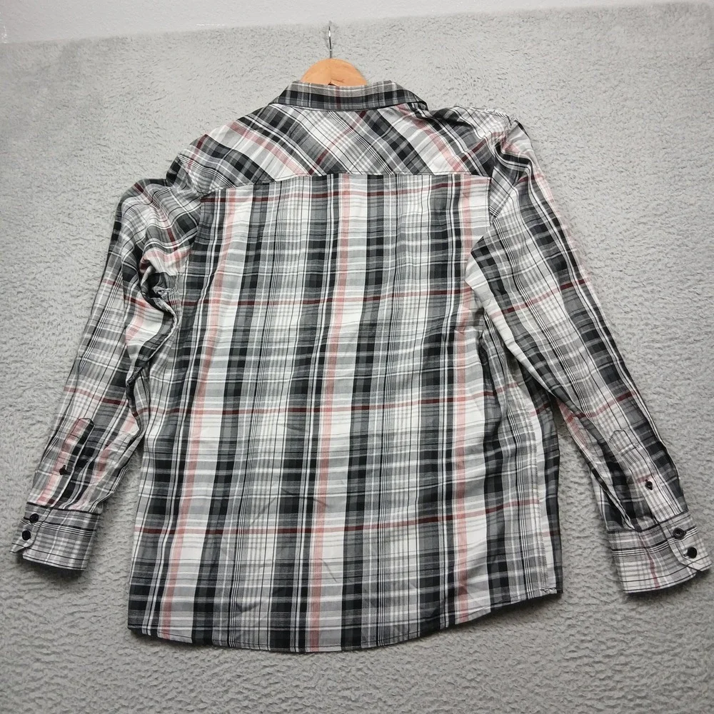 Oakley Plaid Button‎ Up Shirt Men's XL Black Gray Red Long Sleeve Casual Western - Picture 3 of 9